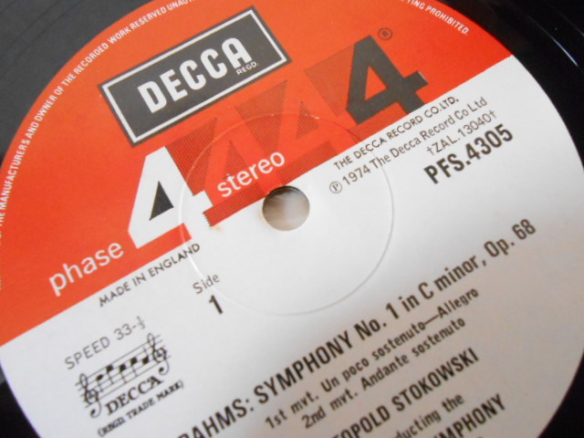英DECCA PFS-4305 ストコフスキ ブラームス 交響曲第1番 優秀録音 オリジナル盤_画像2