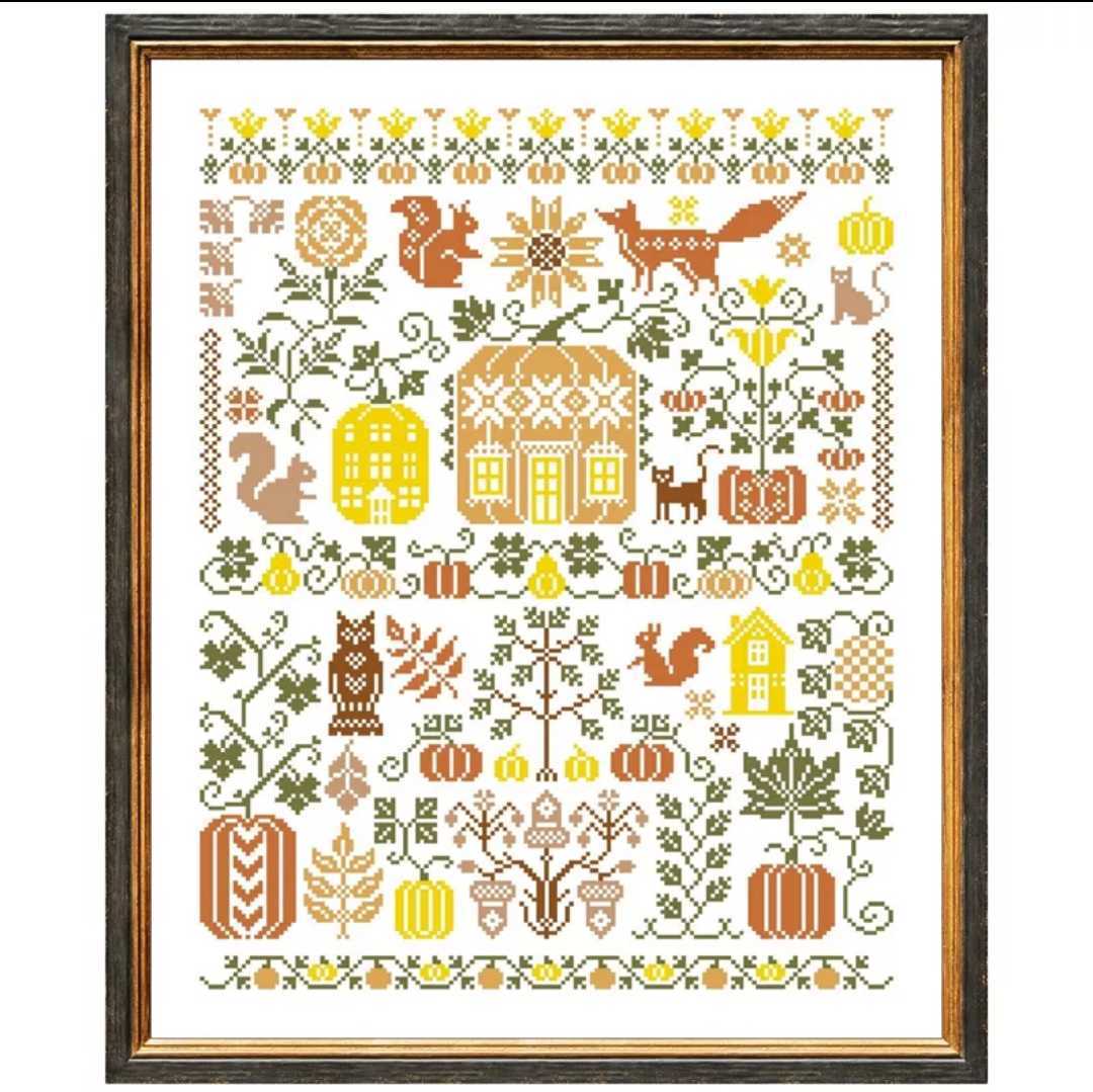 クロスステッチキット Forest animals 森の動物 モチーフ きつね りす 14CT 38×46cm 図案印刷なし 刺繍