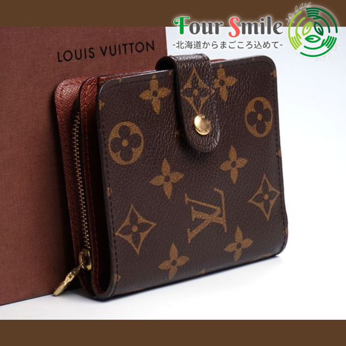 【使用わずか 極美品】ルイヴィトン Louis Vuitton モノグラム コンパクトジップ 二つ折り 財布 レザー メンズ レディース 定価約7万 2909_他にも写真多数掲載しております。