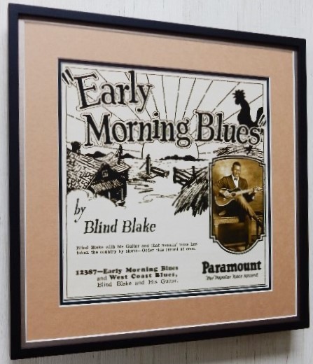 ブラインド・ブレイク/戦前ブルース 広告/20sレコード通販ポスター額装/Blind Blake/ラグタイム・ブルース/Framed Blues Race/レトロ_画像2