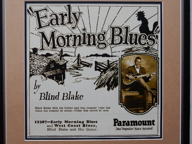 ブラインド・ブレイク/戦前ブルース 広告/20sレコード通販ポスター額装/Blind Blake/ラグタイム・ブルース/Framed Blues Race/レトロ_画像3