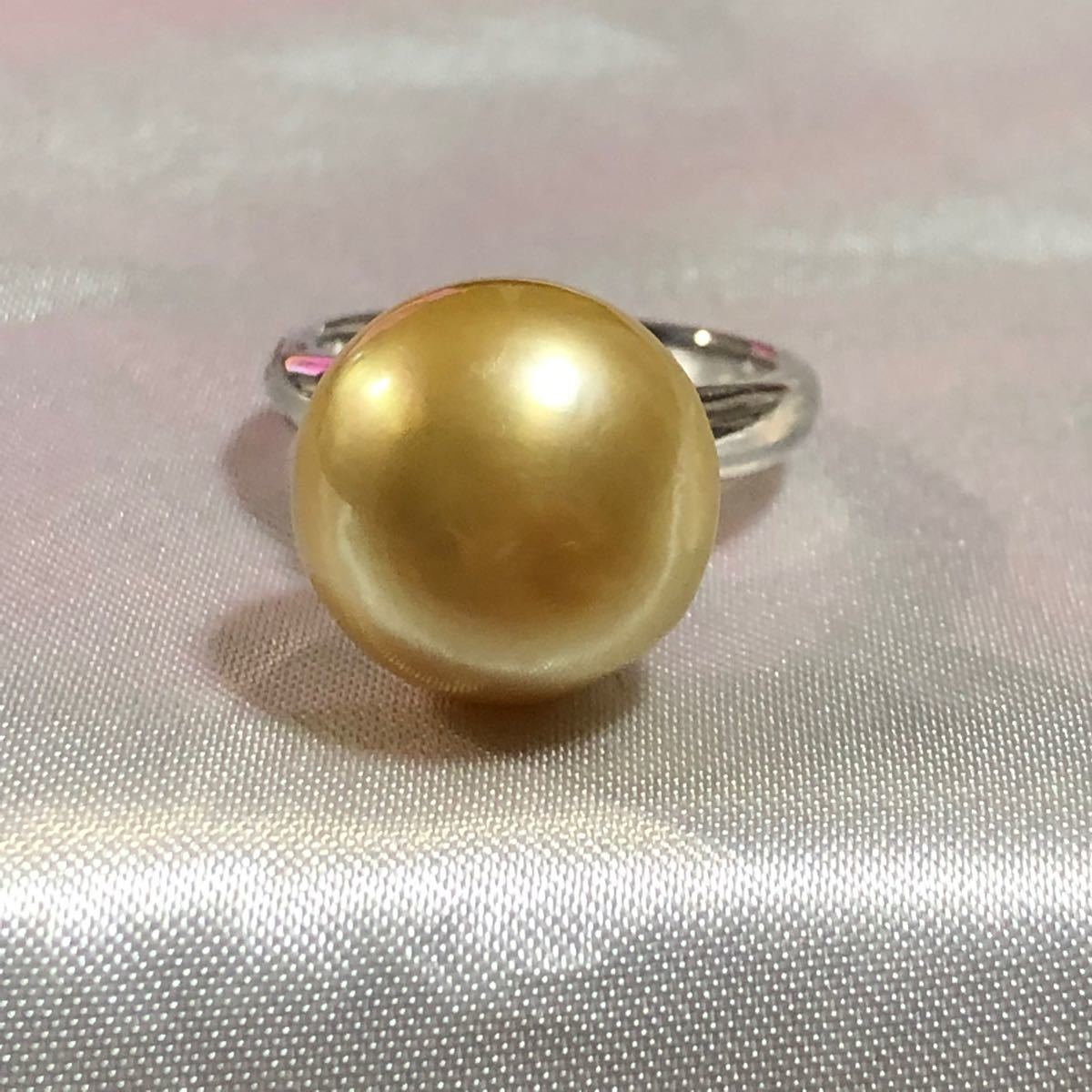 超美品ペンダント金色南洋真珠14 mmx7-