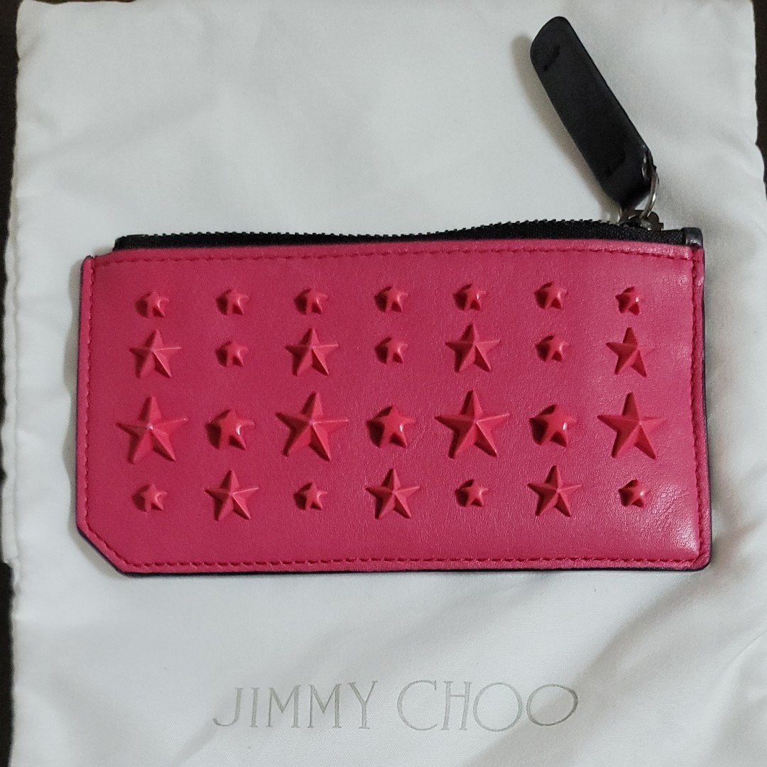 JIMMY CHOO(ジミーチュウ）CASEY　ミックススタースタッズ　サテンレザー　小銭入れ カード入れ