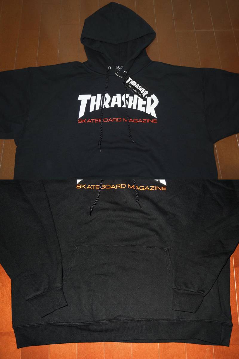 THRASHER MAGAZINE スラッシャーマガジン フロントロゴプリント プルオーバー スウェット スエットフードパーカーフーディー ブラック 黒 L_画像2