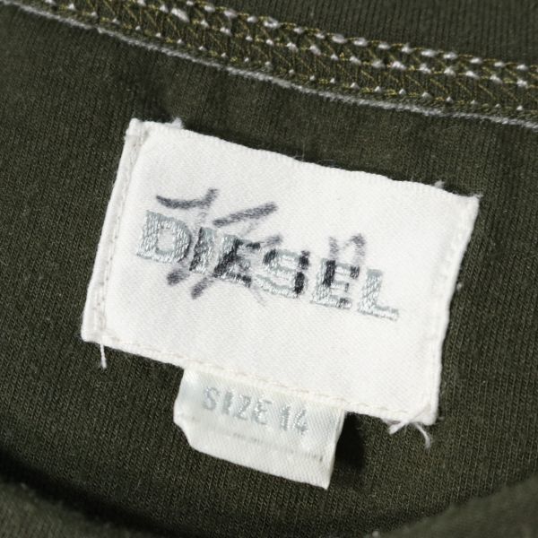 《良品◎》DIESEL ディーゼル★立体ロゴ*デザイン*トレーナー*スウェット*グレー/カーキ*サイズ14(MA2096)◆S60_画像4