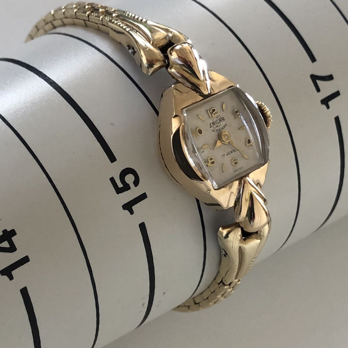 ENICAR 　エニカ　腕時計　　自動巻　　レディース　17JEWELS　 18K刻印　　★ジャンク品★ K18_画像8