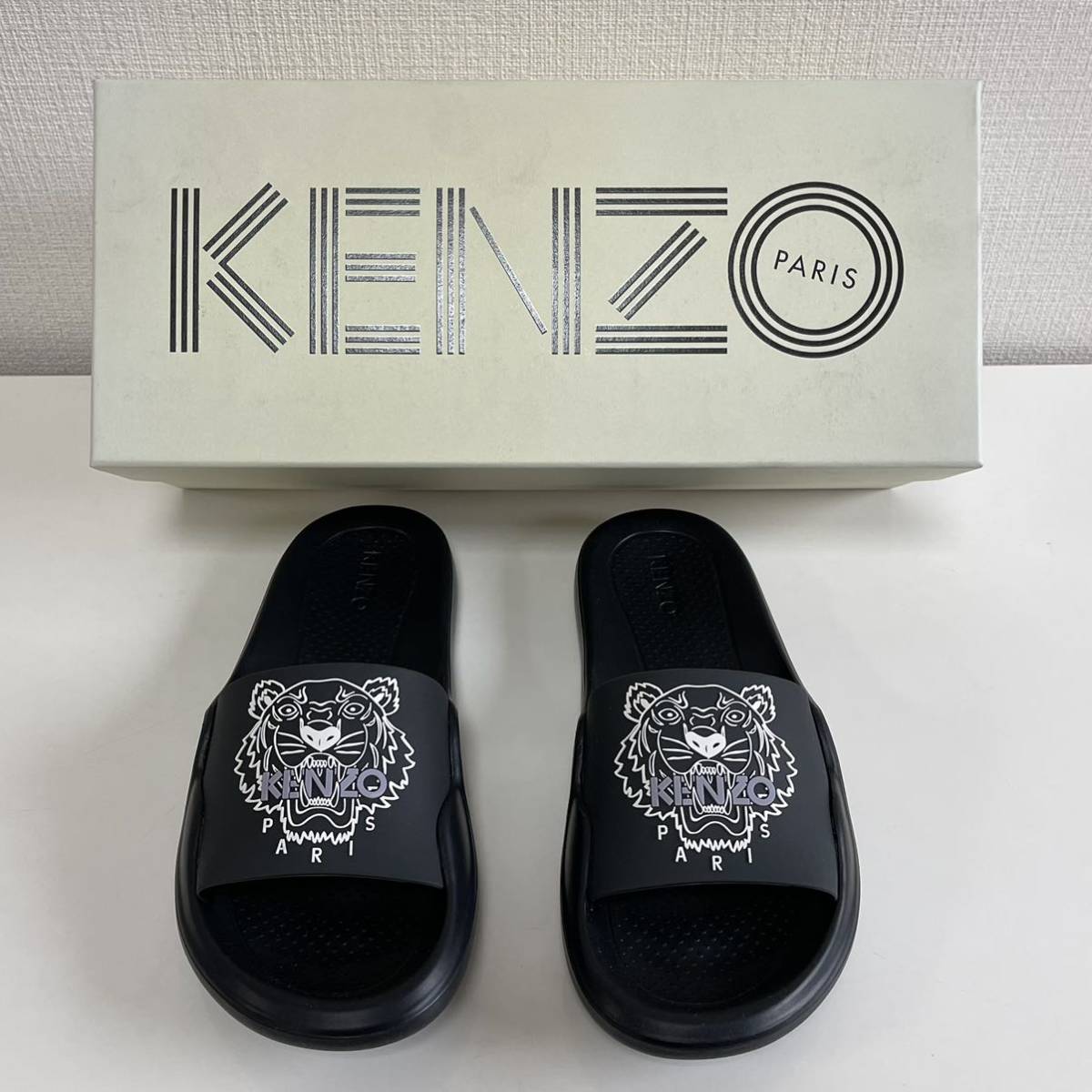 KENZO(ケンゾー)① 黒ブラック虎タイガーブランドロゴサンダル 新品