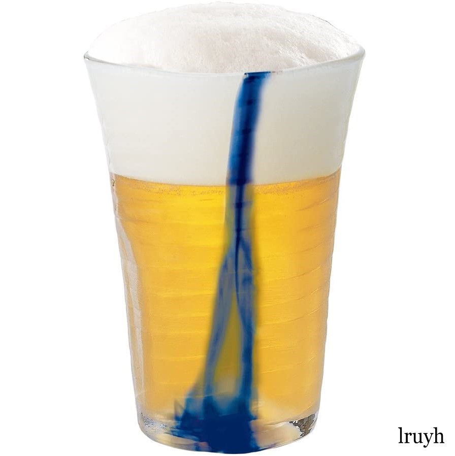 ビールグラス ビアグラス タンブラーグラス 東洋佐々木ガラス 泡立ちぐらす 山 ブルー 青 藍流し 日本製 プレゼント ギフト 父の日_画像1