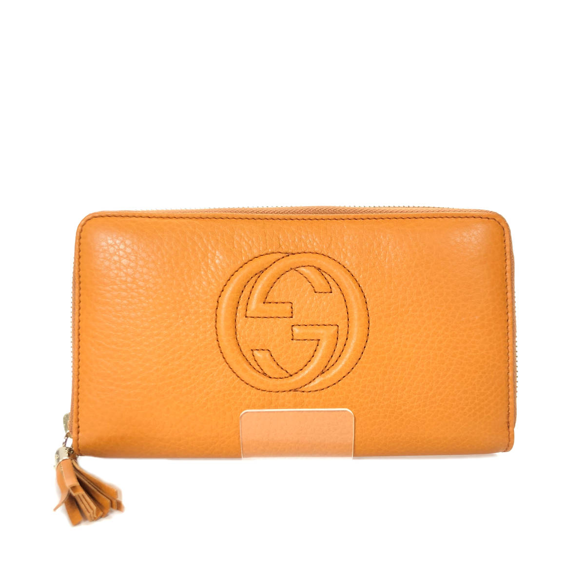 [ как новый ] GUCCI Gucci Inter locking Gso- сигнал раунд застежка-молния длинный кошелек кожа orange серия 308280