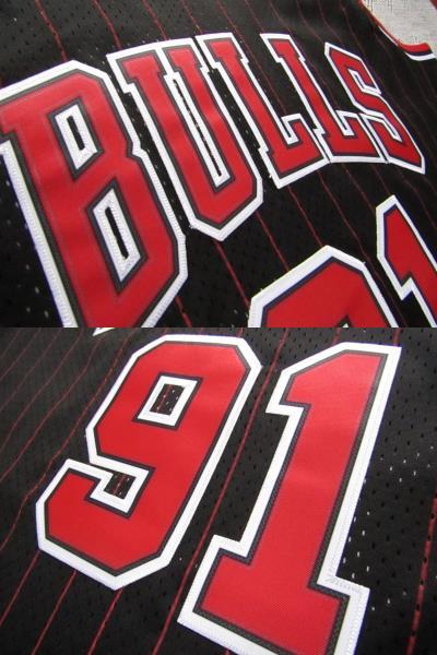 NBA RODMAN #91 デニス・ロッドマン BULLS シカゴ・ブルズ ユニフォーム ゲームシャツ ジャージ 刺繍 マイケル・ジョーダン 黒 L