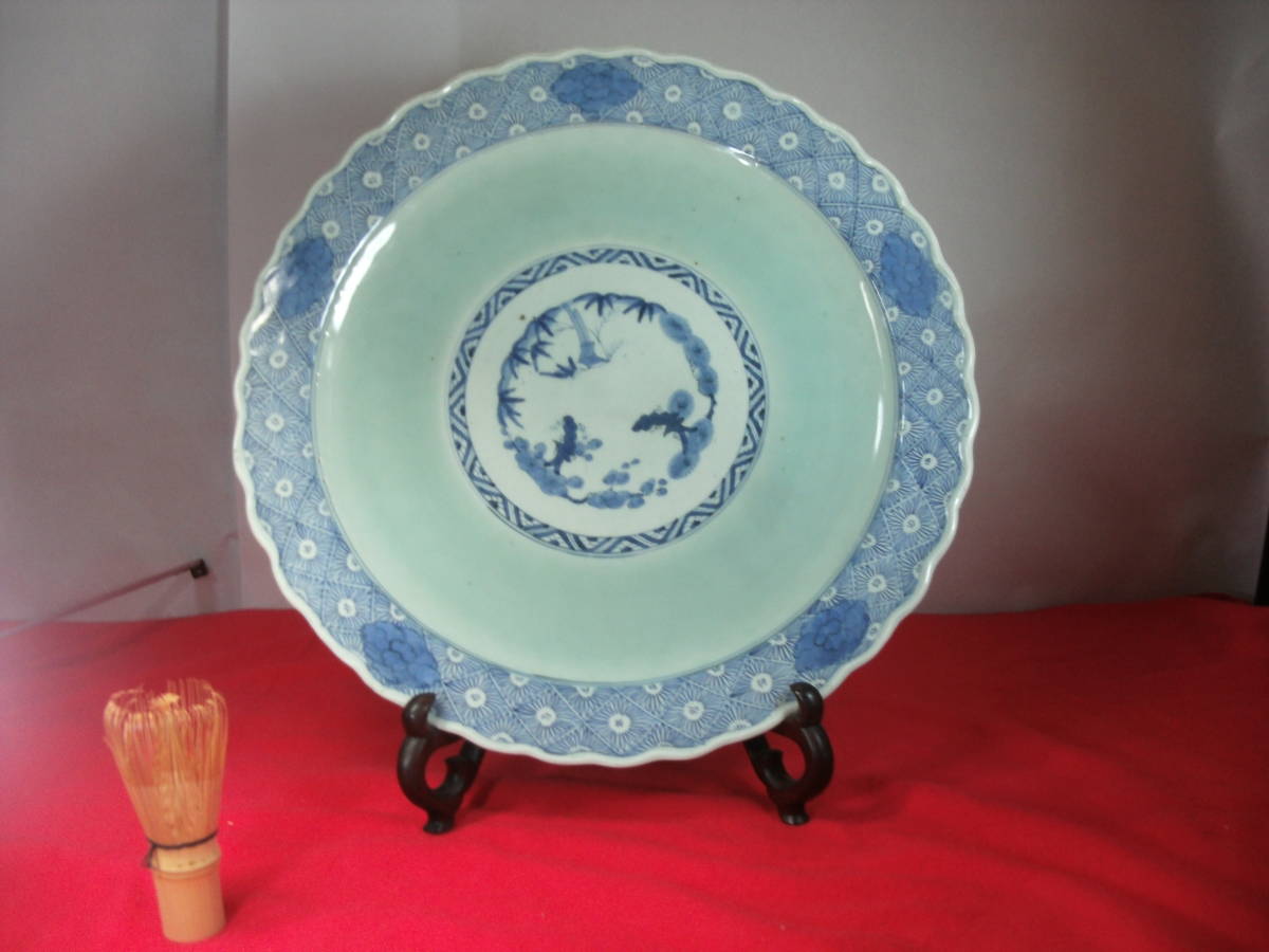 古伊万里、青磁染付、松竹梅、大皿約41センチ www.pn-tanjungkarang.go.id