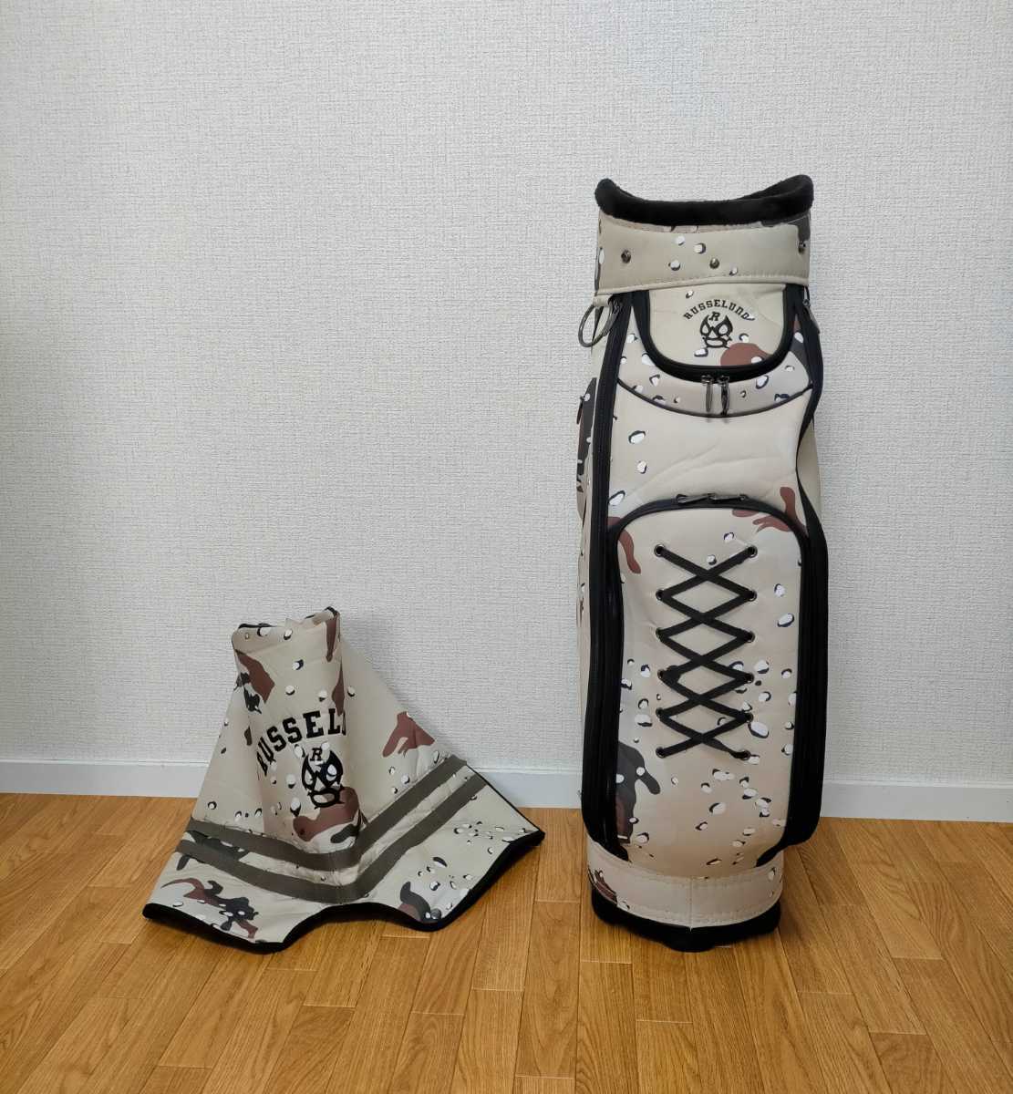 ほぼ未使用 ラッセルノ Russeluno ルチャマスク シャークカモフラ柄 キャディバッグ GOLF BAG 数量限定カラー 送料無料