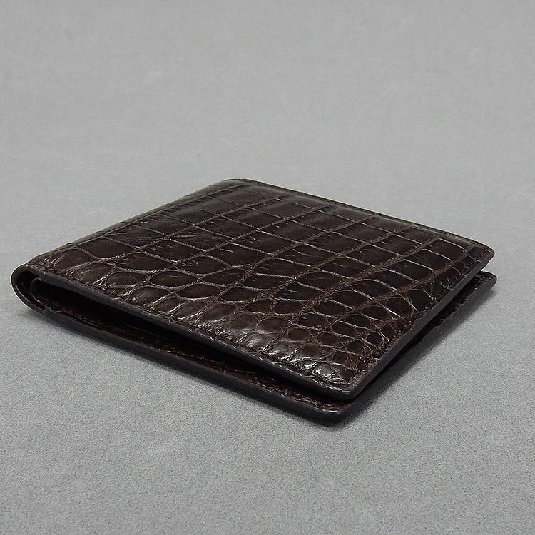 天然皮革 メンズ二つ折り財布 札入れ 無双仕立 ナイルクロコダイル革/センター1枚取り ブラウン WL15-BR_画像3