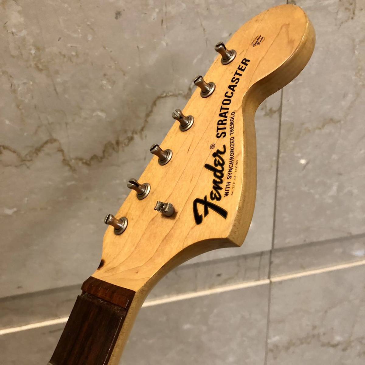 希少（1970-1971）Fender stratocaster neck オリジナル ストラトキャスター ローズネック『WITH SYNCHRONIZED TREMOLO』4ボルトNeck最終期_画像1
