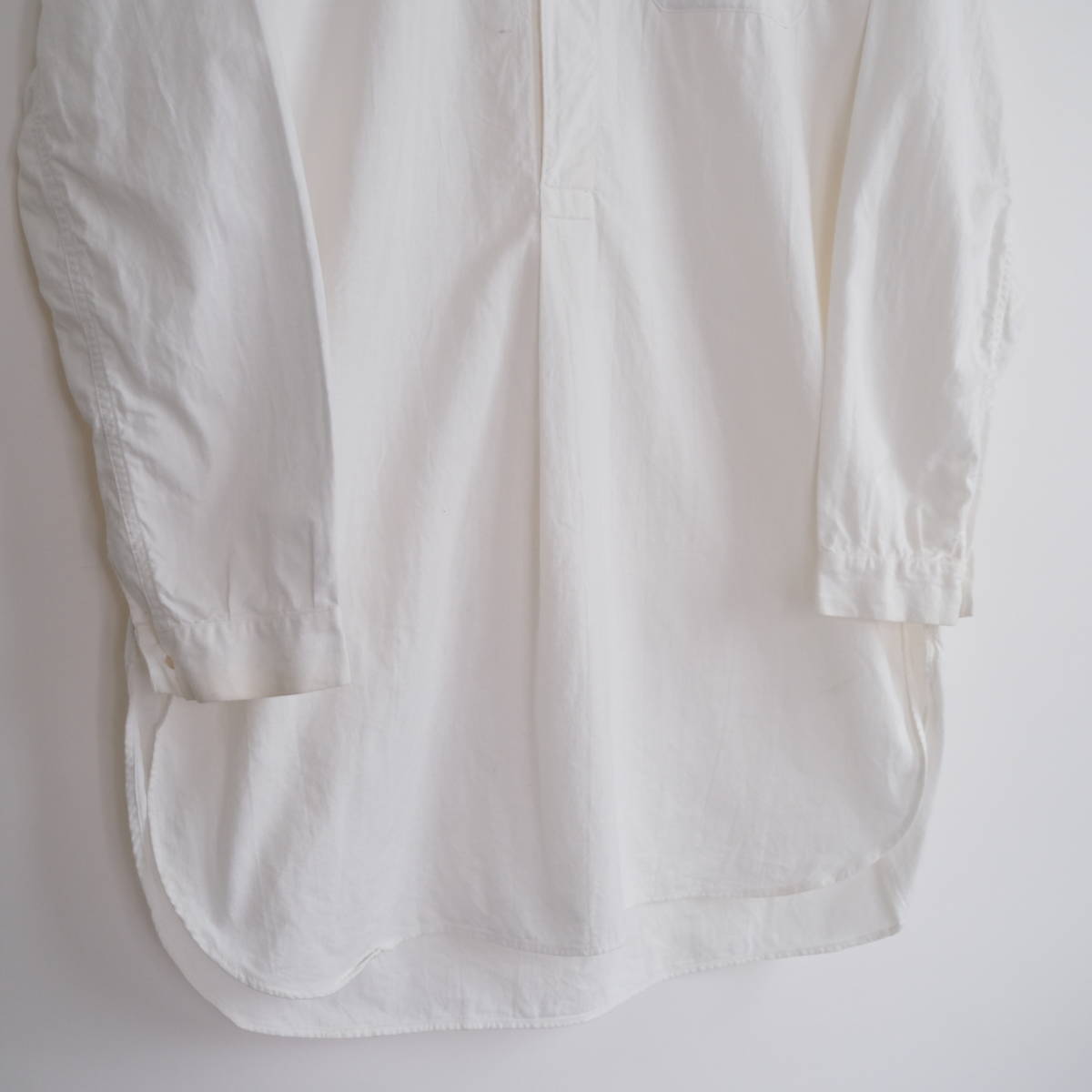 [ Sweden army Vintage ] cotton pull over long sleeve shirt / eggshell white white / 40 / Europe France England Work old clothes 