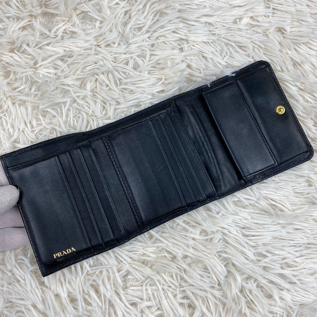 美品・購入証明書付き】PRADA 折り財布 サフィアーノレザー 美品・購入証明書付き】PRADA 折り財布 サフィアーノレザー
