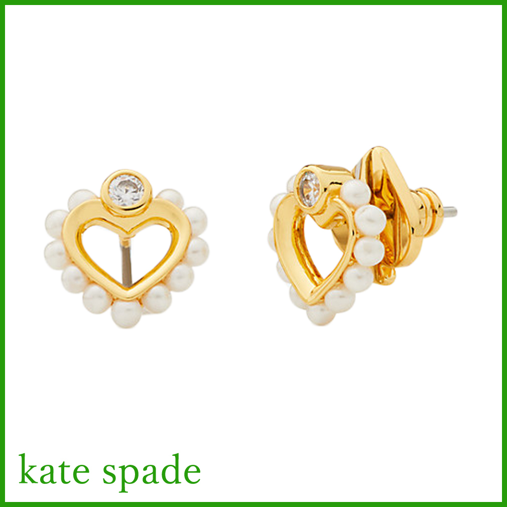 新品ケイトスペードkate spadeハートスタッドピアスshining spade pearl studss★