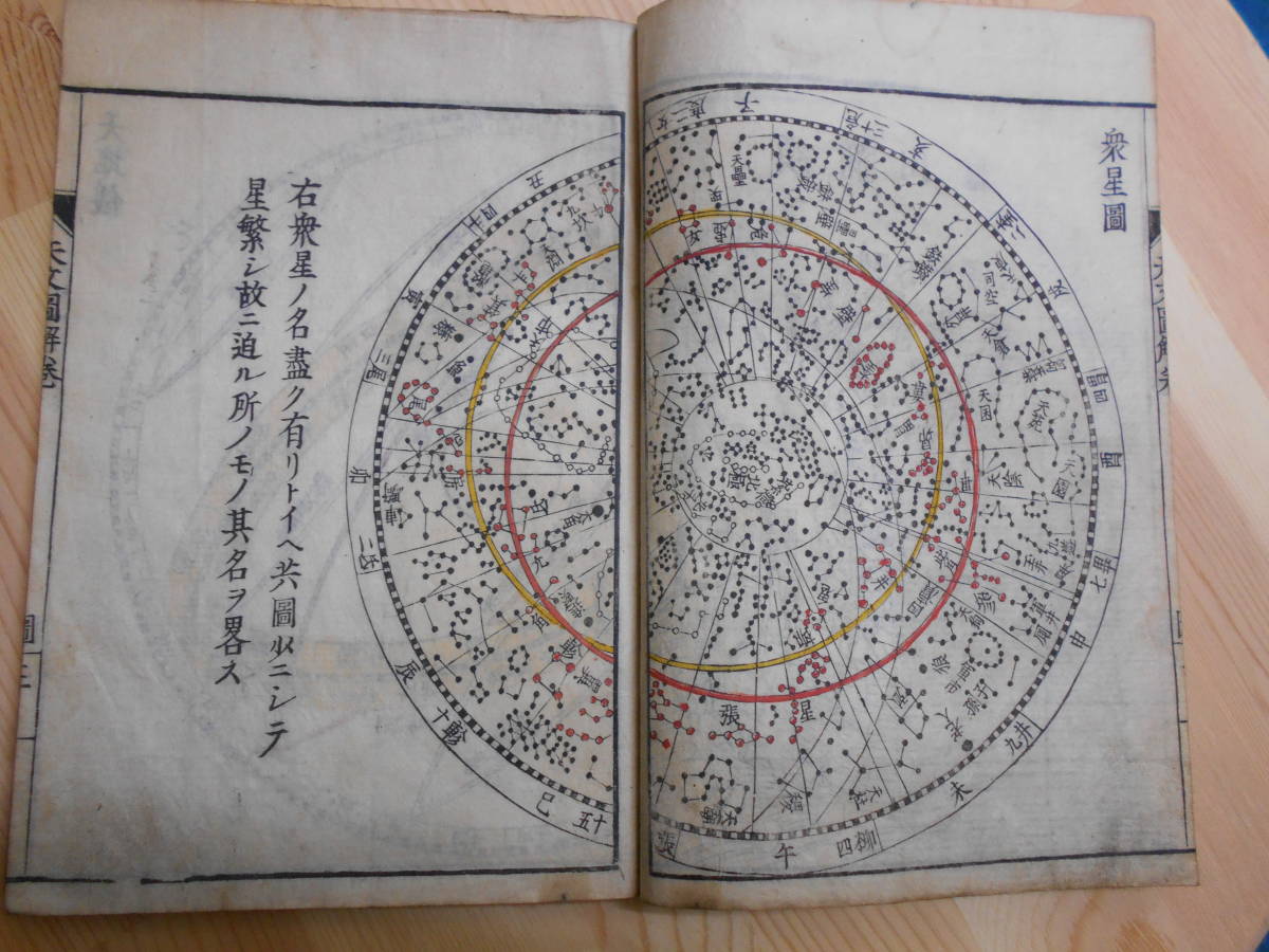 即決　アンティーク、天文暦学書、江戸期和本1689（元禄2）年『天文図解　巻1』運気論、中国星座、星図、陰陽師 二十八宿、七十二候、日蝕