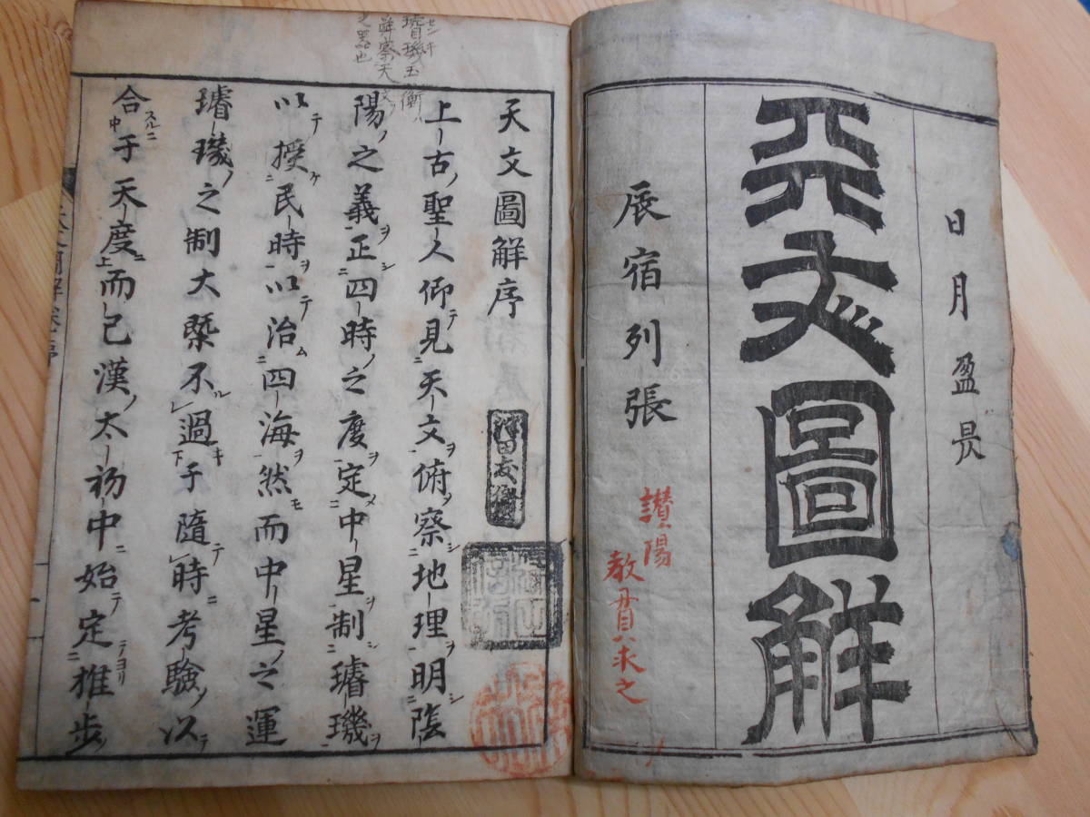 即決　アンティーク、天文暦学書、江戸期和本1689（元禄2）年『天文図解　巻1』運気論、中国星座、星図、陰陽師 二十八宿、七十二候、日蝕