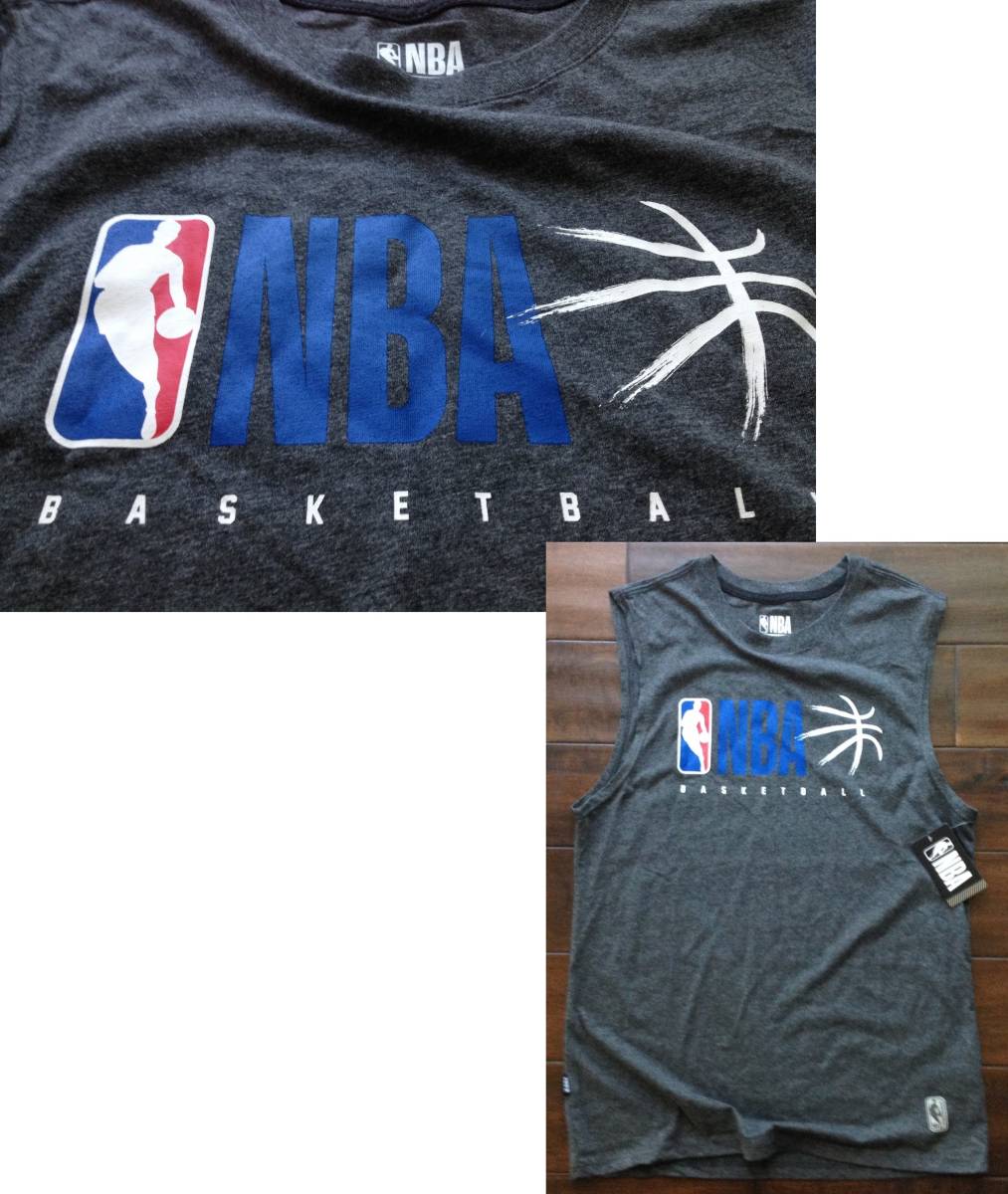 【既決USA】NBA BASKETBALL @完売胸元【NBA】ロゴ入タンクトップ【NBA Men's Logo Graphic Tank Top 】 Dark Grey @L_画像1