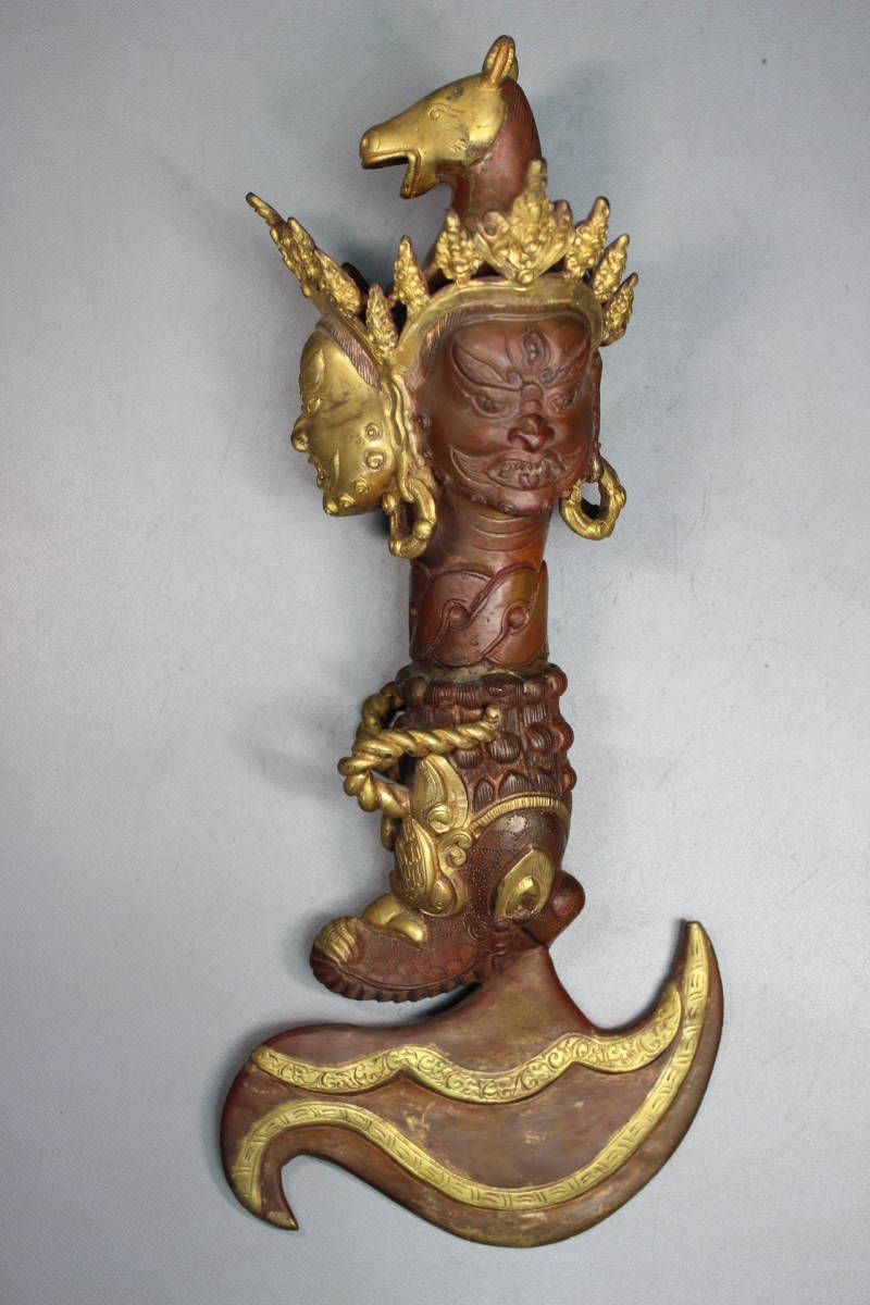 チベット密教法具 馬頭観音三面憤怒尊 カルタリ 30cm 曲刀 金剛 チベット密教法具 馬頭観音三面憤怒尊 カルタリ 30cm 曲刀 金剛