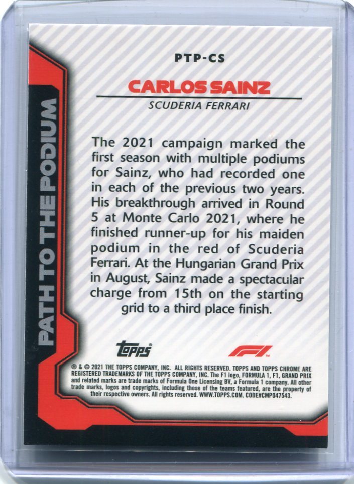 2021 Topps Chrome Formula 1 F1 インサート Path To The Podium Carlos Saonz サインツ_画像2