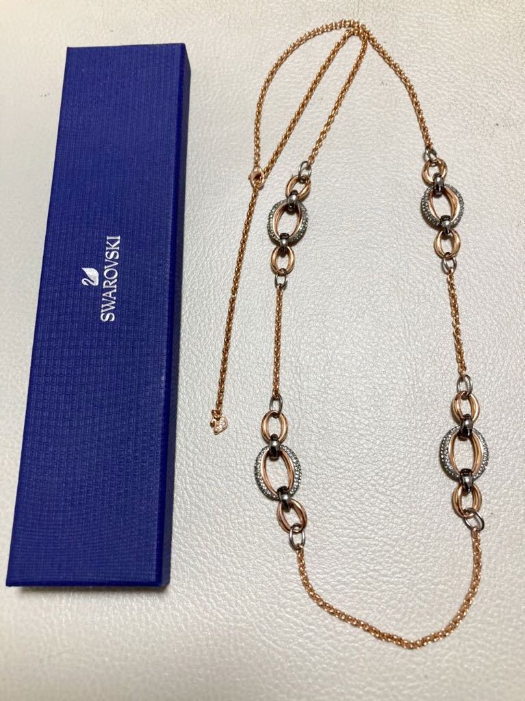 送料無料　美品　スワロフスキー　Swarovski Circlet ネックレス　サークレット　ロングネックレス　箱あり_画像2