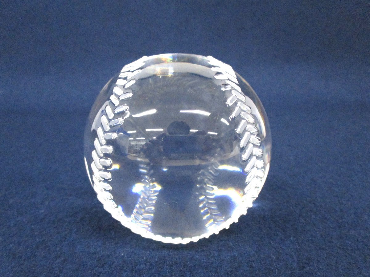 cC3363 ティファニー「野球ボール オブジェ」Tiffany & Co サインあり 硝子工芸品 インテリア雑貨 置物_画像1