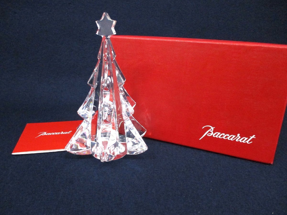 hC3640 バカラ「クリスマスツリー」元箱 栞付き Baccarat 硝子工芸品