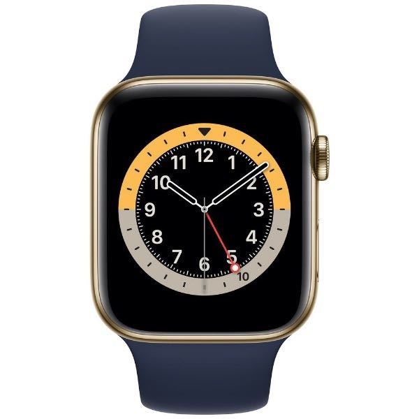 アップル Apple Apple Watch Series 6（GPS + Cellularモデル）- 44mmゴールドステンレススチールケースとディープネイビー [MJXN3J/A]_画像2