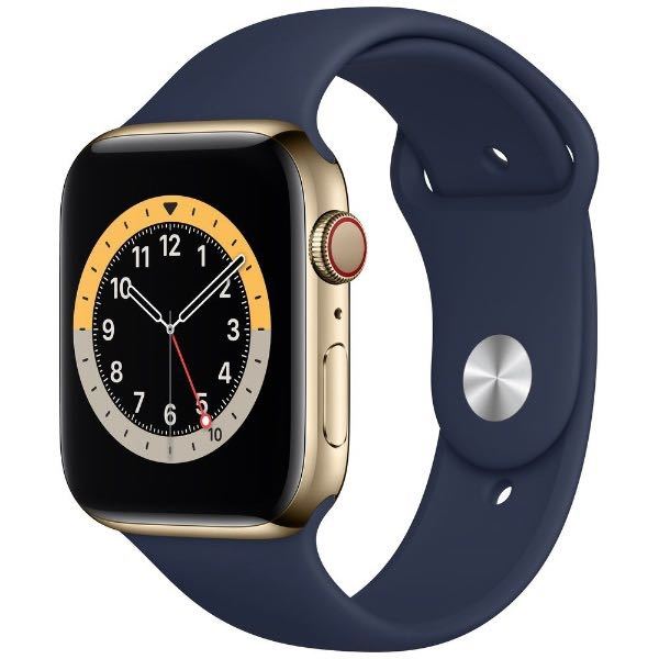 アップル Apple Apple Watch Series 6（GPS + Cellularモデル）- 44mmゴールドステンレススチールケースとディープネイビー [MJXN3J/A]
