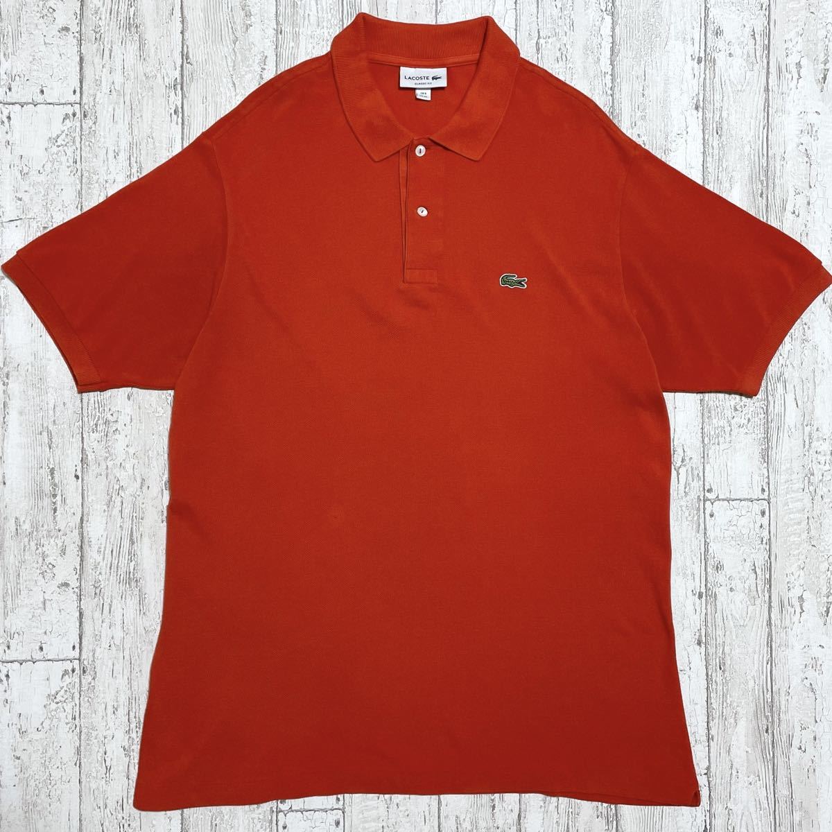 【人気アイテム】ラコステ LACOSTE 半袖 ポロシャツ ビッグサイズ 6 コーラルレッド ワニ 22-96_画像4