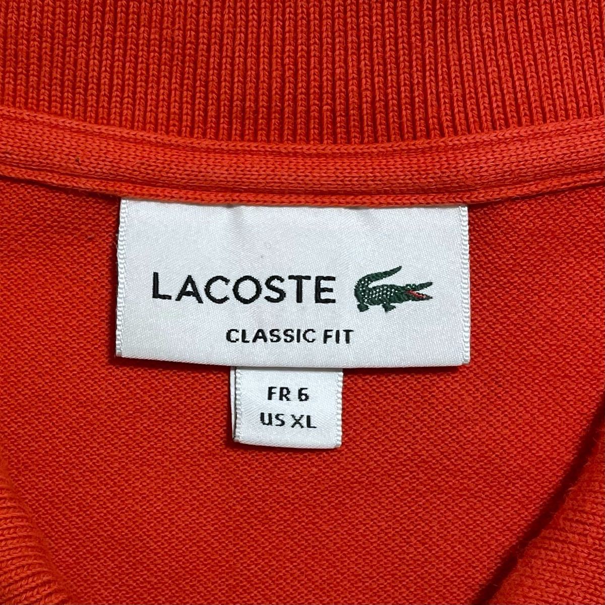 【人気アイテム】ラコステ LACOSTE 半袖 ポロシャツ ビッグサイズ 6 コーラルレッド ワニ 22-96_画像6