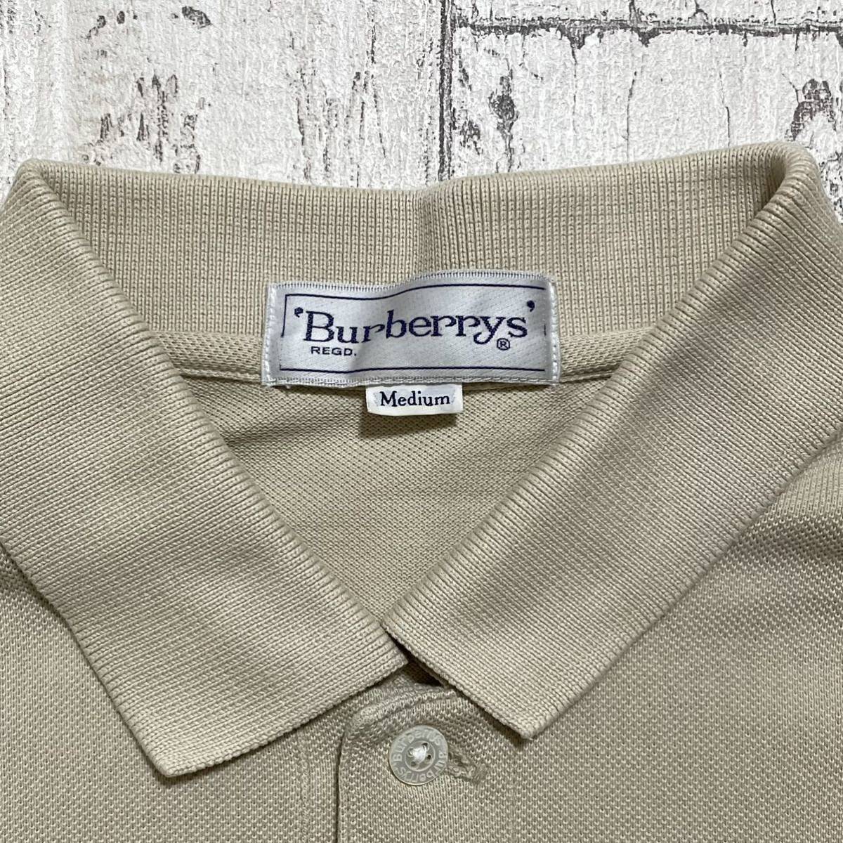 [a- scalar ] Burberry zBurberrys polo-shirt with short sleeves C-TK83 M size beige 90s hose Logo 22-102