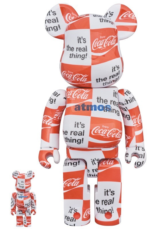 【完売】  【新品・未使用・未開封】２体セット BE@RBRICK 限定　完売品 CHECKERBOARD BODY CLEAR 400％ & 100％ Coca-Cola × atmos キューブリック、ベアブリック