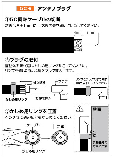 4K8K対応 5C用 アンテナプラグ 白 2個入り アルミリング付 FE-CFP-AP5W-2P_画像2