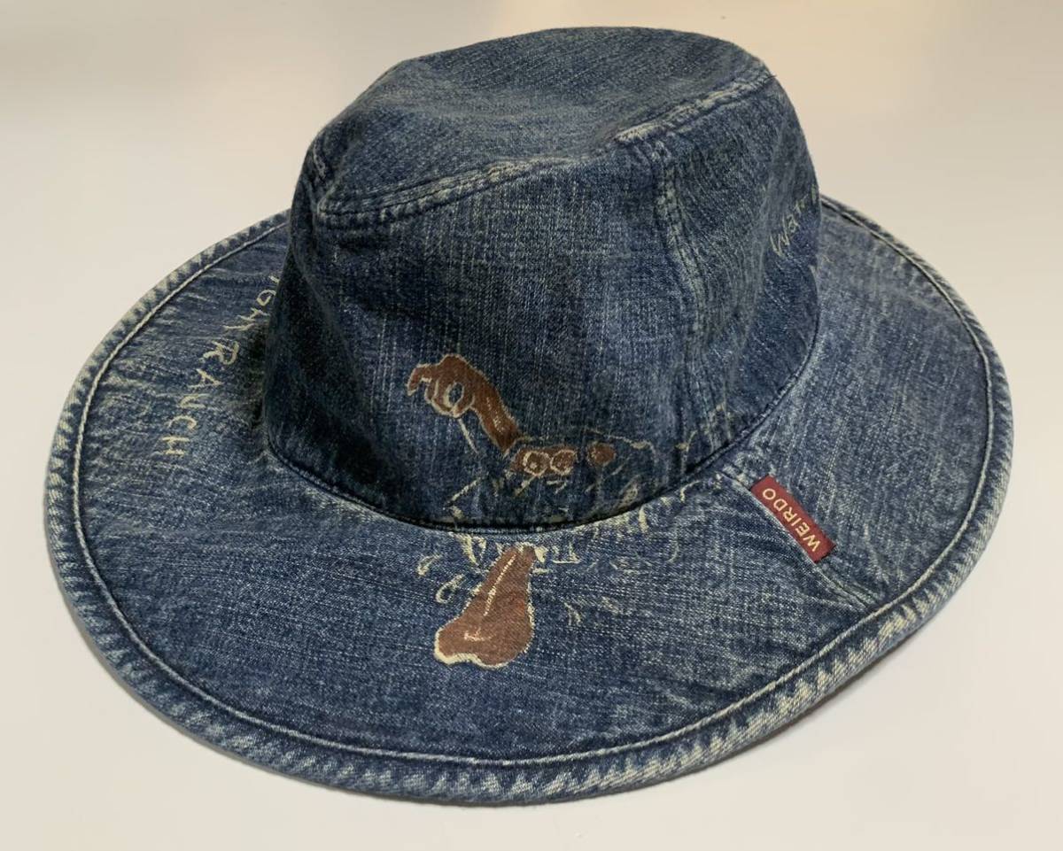 WEIRD 19A/W LIGHT RANCH DENIM HAT HAND PAINT【L】インディゴ ライトランチデニムハット ハンドペイント ウィアード バケットハット_画像1