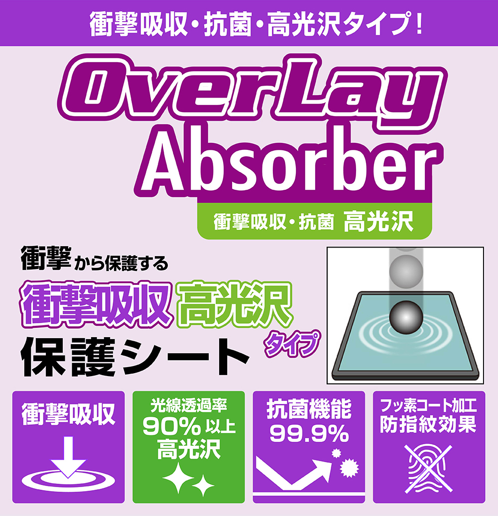 HP ProBook 450 G8 保護 フィルム OverLay Absorber 高光沢 for 日本HP プロブック ProBook450 衝撃吸収 高光沢 ブルーライトカット 抗菌_画像2