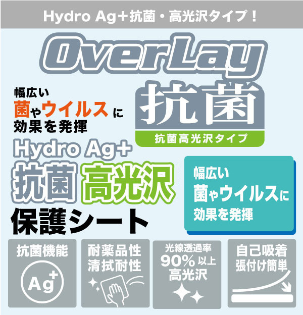 SUPER NIGHT Y-100c / Y-110c / Y-200R 保護 フィルム OverLay 抗菌 Brilliant for Yupiteru ドラレコ Hydro Ag+ 抗菌 抗ウイルス 高光沢_画像2