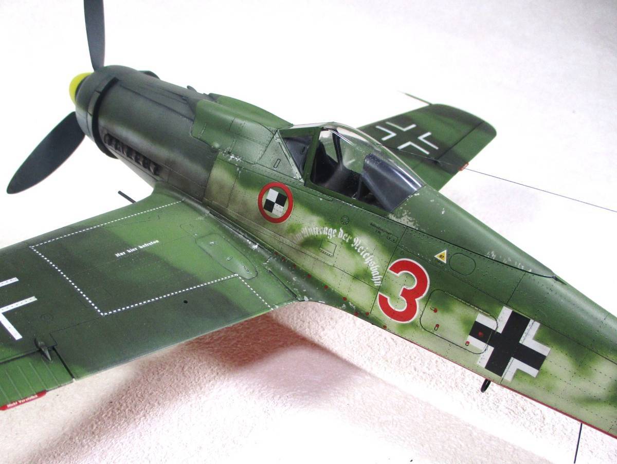 ドイツ空軍 　フォッケウルフ　ＦＷ１９０Ｄ－９　ＪＶ４４ RED3　ハセガワ1/３２完成品 _画像5