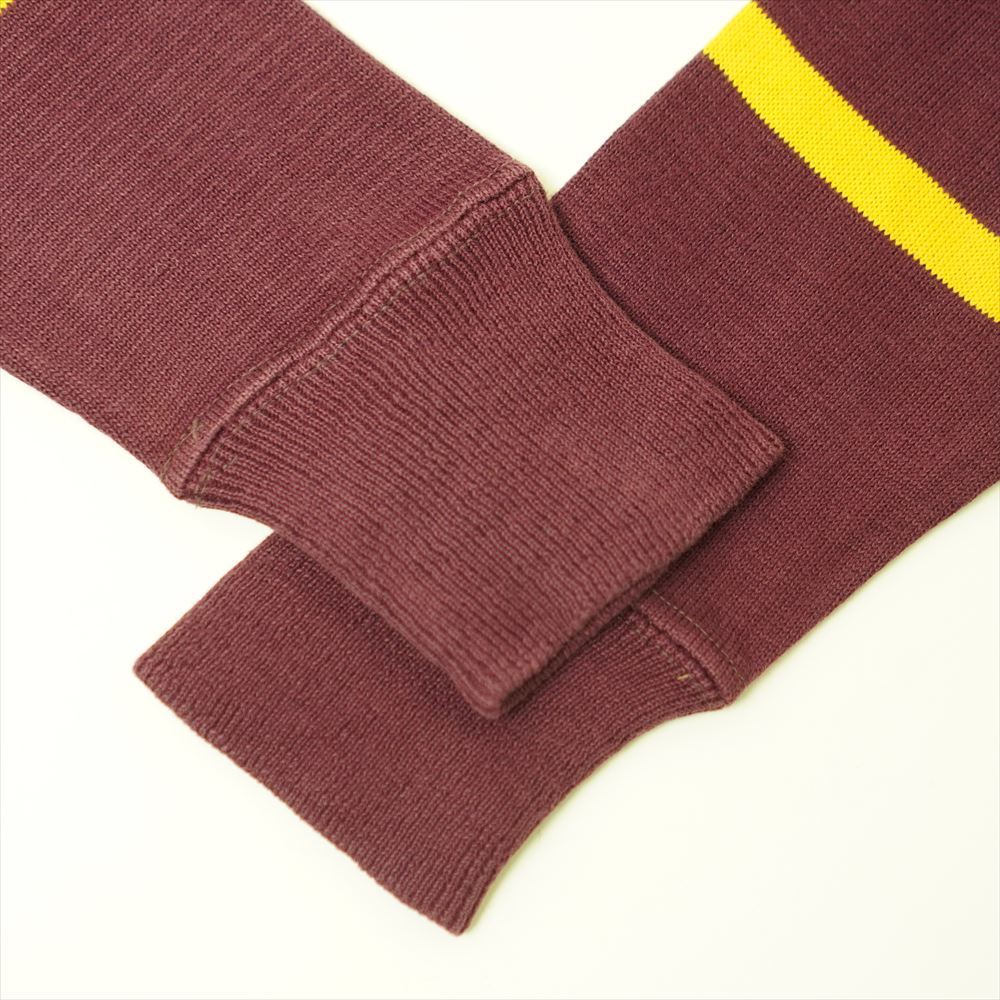 30s40s50s Vintage хлопок футболка cut and sewn окантовка рукав фетр нашивка темно-красный желтый 