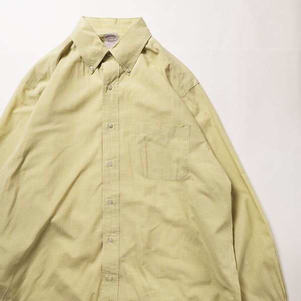 適当な価格 ボタンダウンシャツ コットン ギンガムチェック Makers ブルックスブラザーズ USA製 90's 白×黄色系 旧タグ オールド 90年代 1/2-3) (15 長袖シャツ