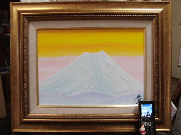 { country beautiful .}TOMOYUKI*..,[ snow. Mt Fuji ], oil painting .,F4 number :33,4cm×24,3cm, oil painting one point thing, new goods high class oil painting amount attaching, autograph autograph * genuine work with guarantee 