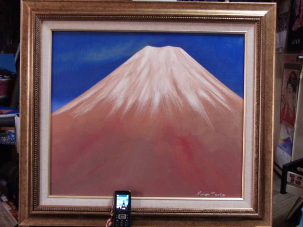 { country beautiful .} many rice field ..,[ red Fuji ], oil painting .,F10 number :53,0cm×45,5cm, one point thing, new goods high class oil painting amount attaching, autograph autograph * genuine work with guarantee 