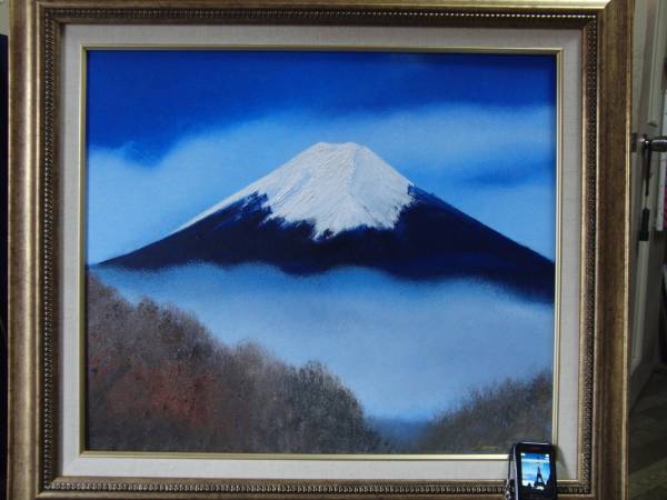 ≪国美協≫多田晴義、『白雪の富士山』、油彩画、F10号：53,0cm×45,5cm、一点物、新品高級油彩額付、直筆サイン・真作保証付_新品高級油彩額付