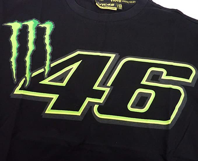 VR46 MONSTER ENERGY モンスターエナジー ビッグ46デザイン 半袖 Tシャツ (L)（ブラック） [並行輸入品]の画像3