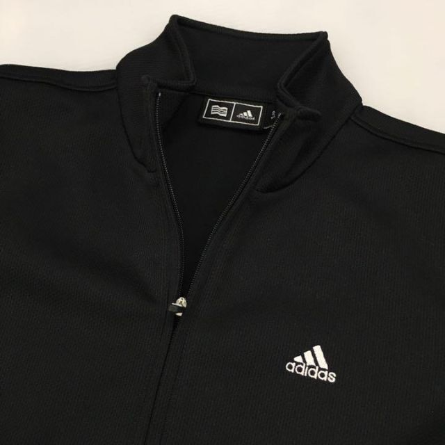 adidas GOLF アディダスゴルフ ゴルフウェア スポーツウェア 半袖ジャージ ハーフジップ 刺繍ロゴ レディース サイズS 黒