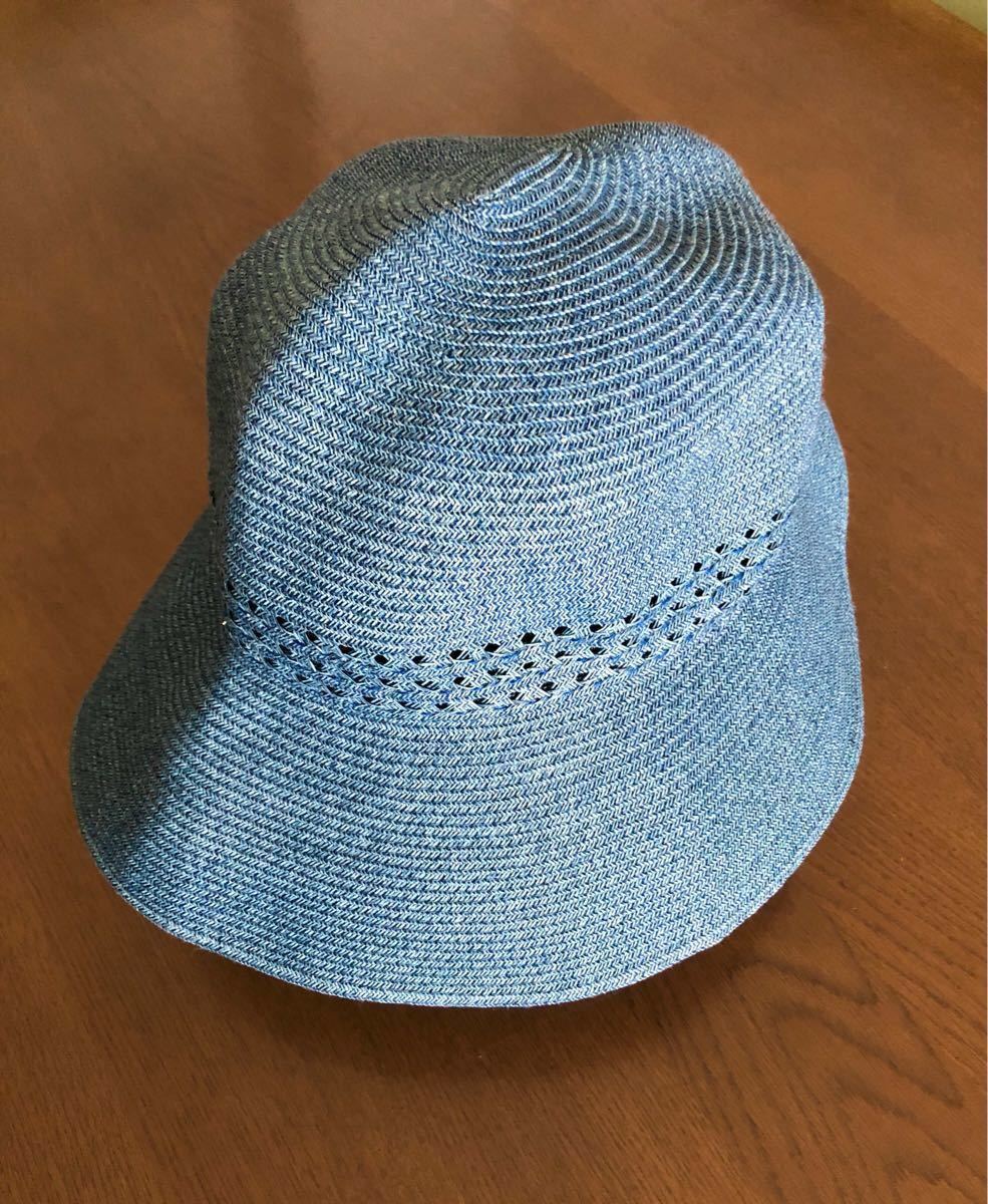 新品 ビューランス つば広帽子 リボン黄 UV加工 オーロラ 百貨店 - 帽子