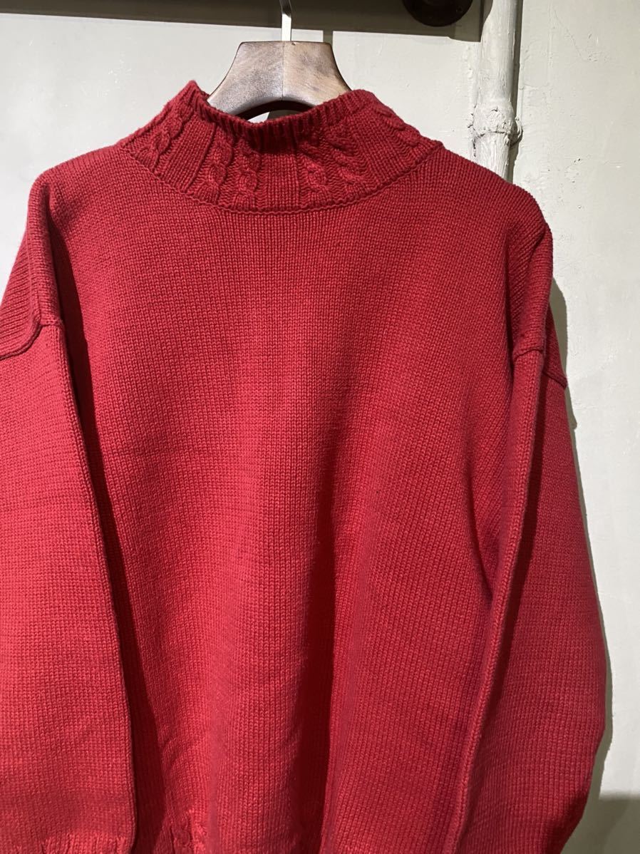 【即決】90s OLD GAP オールドギャップ コットン ニット セーター モック タートル ネック 長袖 赤 レッド 90年代 古着 S