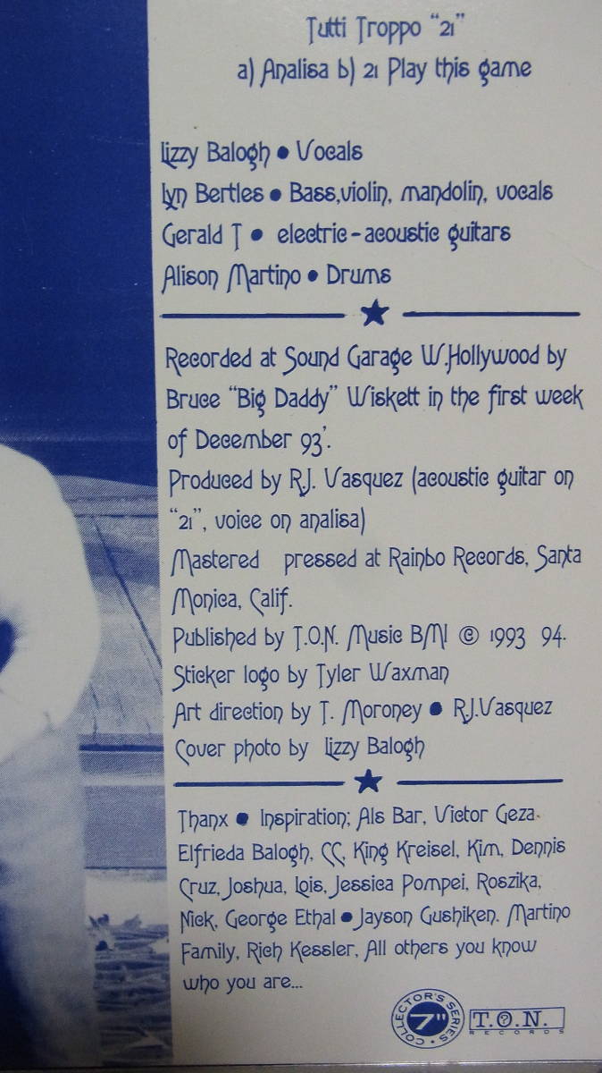 アナログ 7INCH EP ●輸入盤 ～Tutti Troppo 21 レーベル: T.O.N. Records 1125_画像3